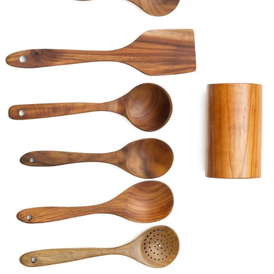 7pcs Wooden Cooking Cutlery Set – Durable and Easy-to-Clean Kitchen Utensils Kitchen Utensil Sets