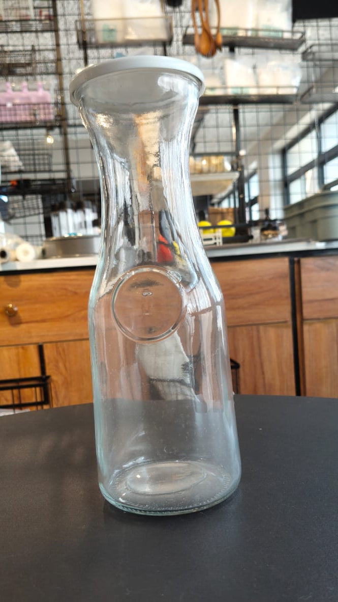 Transparent Aqua Water Pitcher 500ml/1000ml Borosilicate Glass Beverage Bottle with Color Lid Heat Resistant & Stylish. Black November Serving Pitchers & Carafes