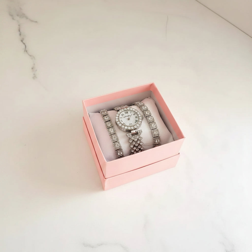 3 in 1 Ladies Watch & Bracelet Set Jewelry Sets