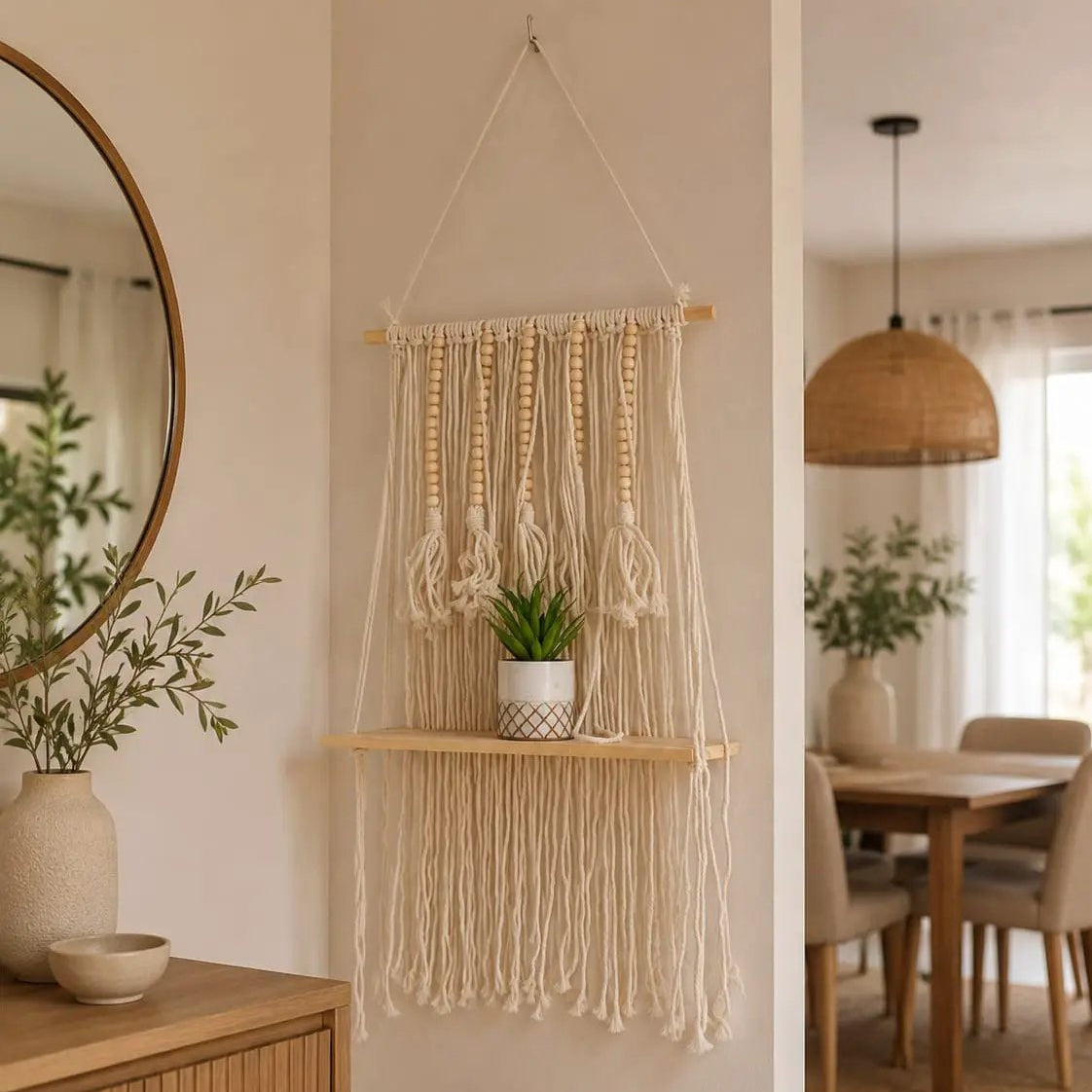 Nordic Macrame Wall Hanging Shelf Wall hanging shelf Shelving