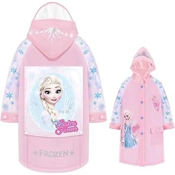 Kids Disney Cartoon Themed Raincoats with Hood and Expandable Backpack Space