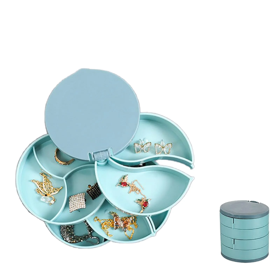 Rotating Multi Layer Jewelry Storage Box with Mirror