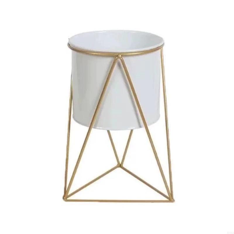 Nordic Geometric Metal Iron Flower Pot Stand White Flower pot Plant Stands