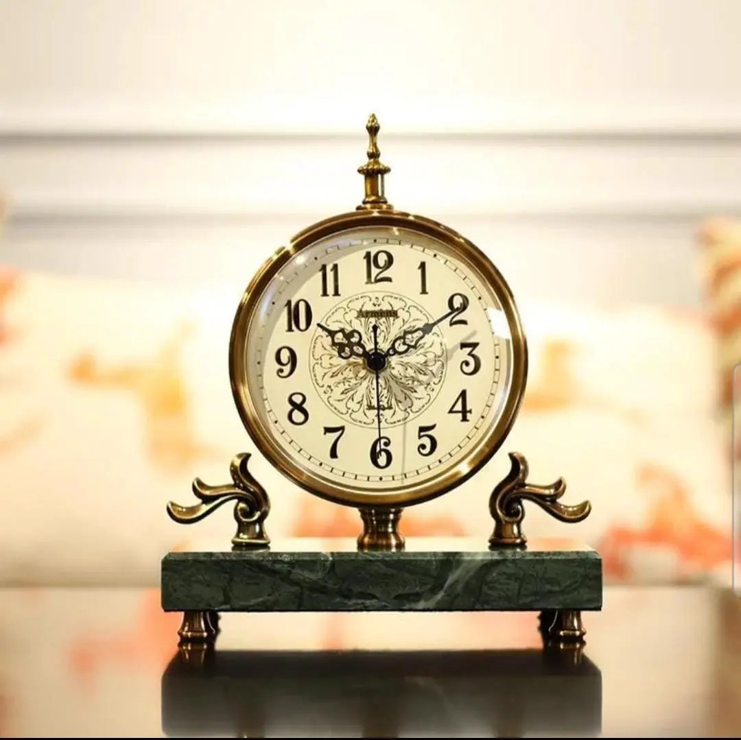 European Antique Clock With Marble Base Clocks Shelf Clocks