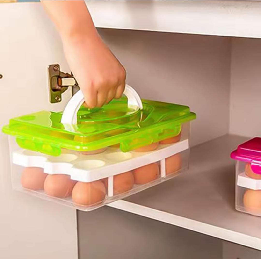 32-Egg Plastic Storage Tray – Durable Stackable Egg Holder
