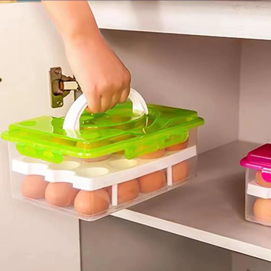 32-Egg Plastic Storage Tray – Durable Stackable Egg Holder Eggs tray Food Storage