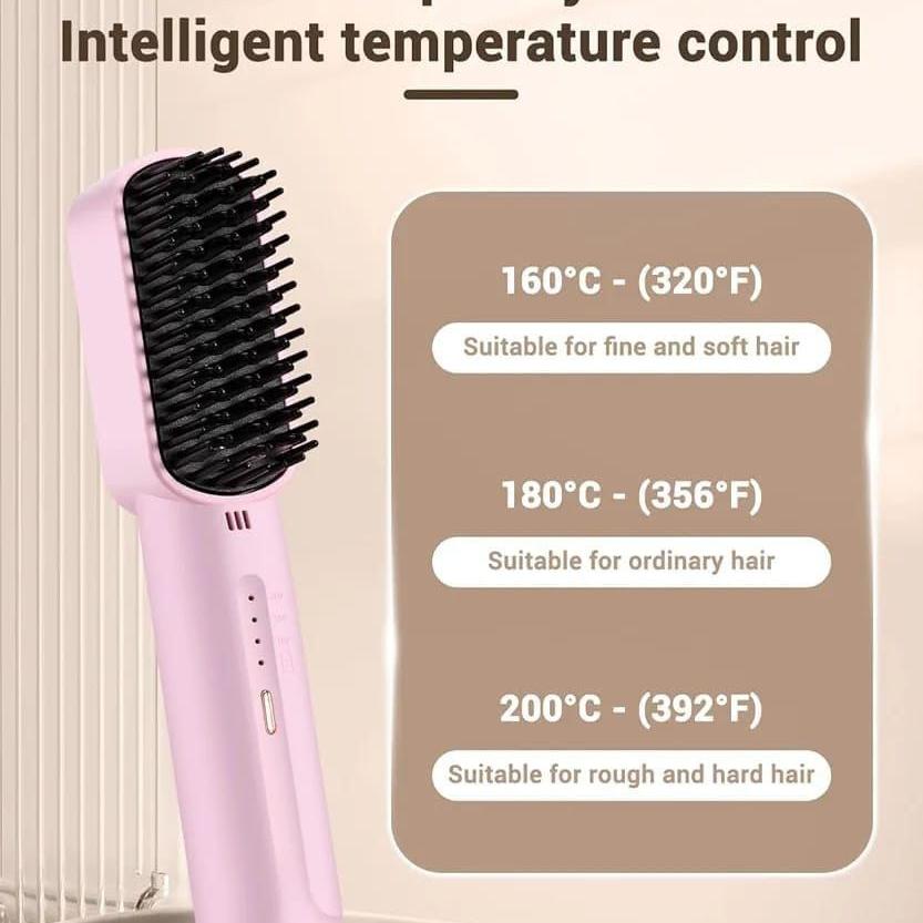 Rechargeable Portable Cordless Hair Straightener Brush
