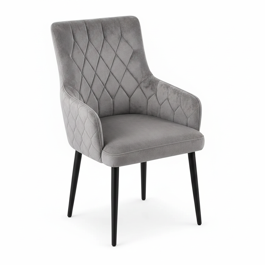 Modern Velvet Dining Chair with Armrests