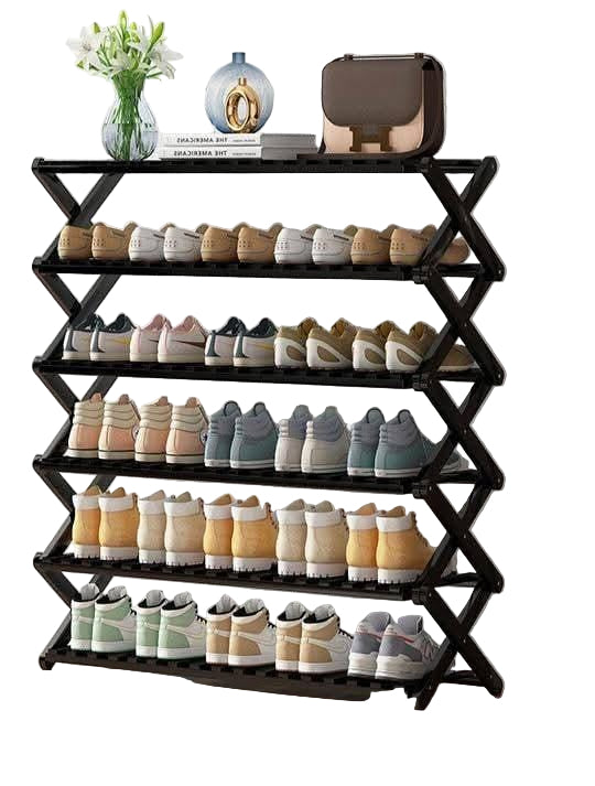 6-Tier Foldable Bamboo Shoe Rack – Portable Multi-Use Design