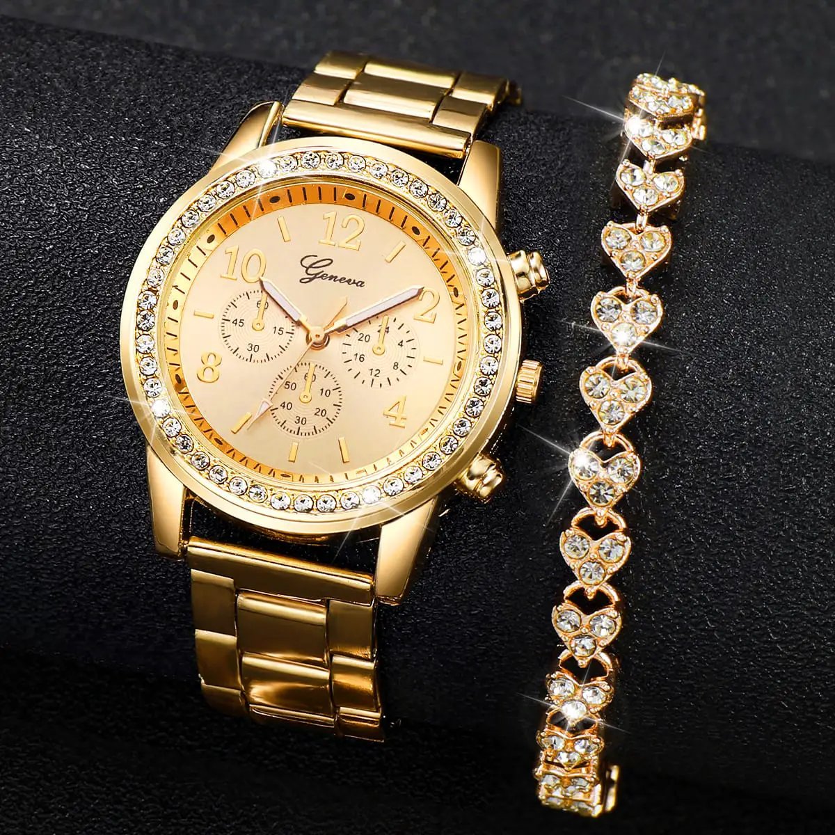 2 PC Geneva Ladies Watch Set Jewelry Sets