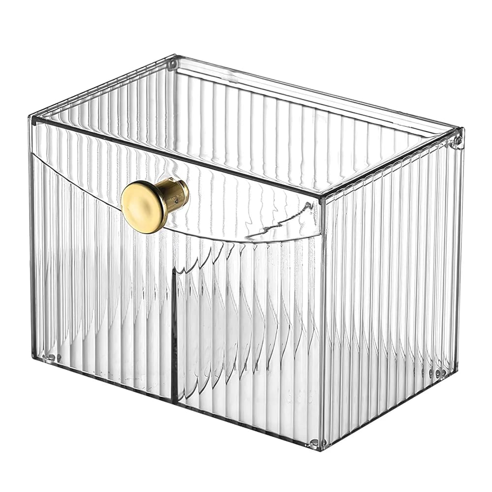 2 Compartment Acrylic Storage Box Dustproof Makeup and Cotton Pad Organizer