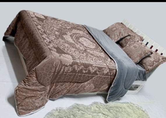 Luxury Silk Velvet Fleece Duvet Set 6x6 with Bedsheet and Pillowcases