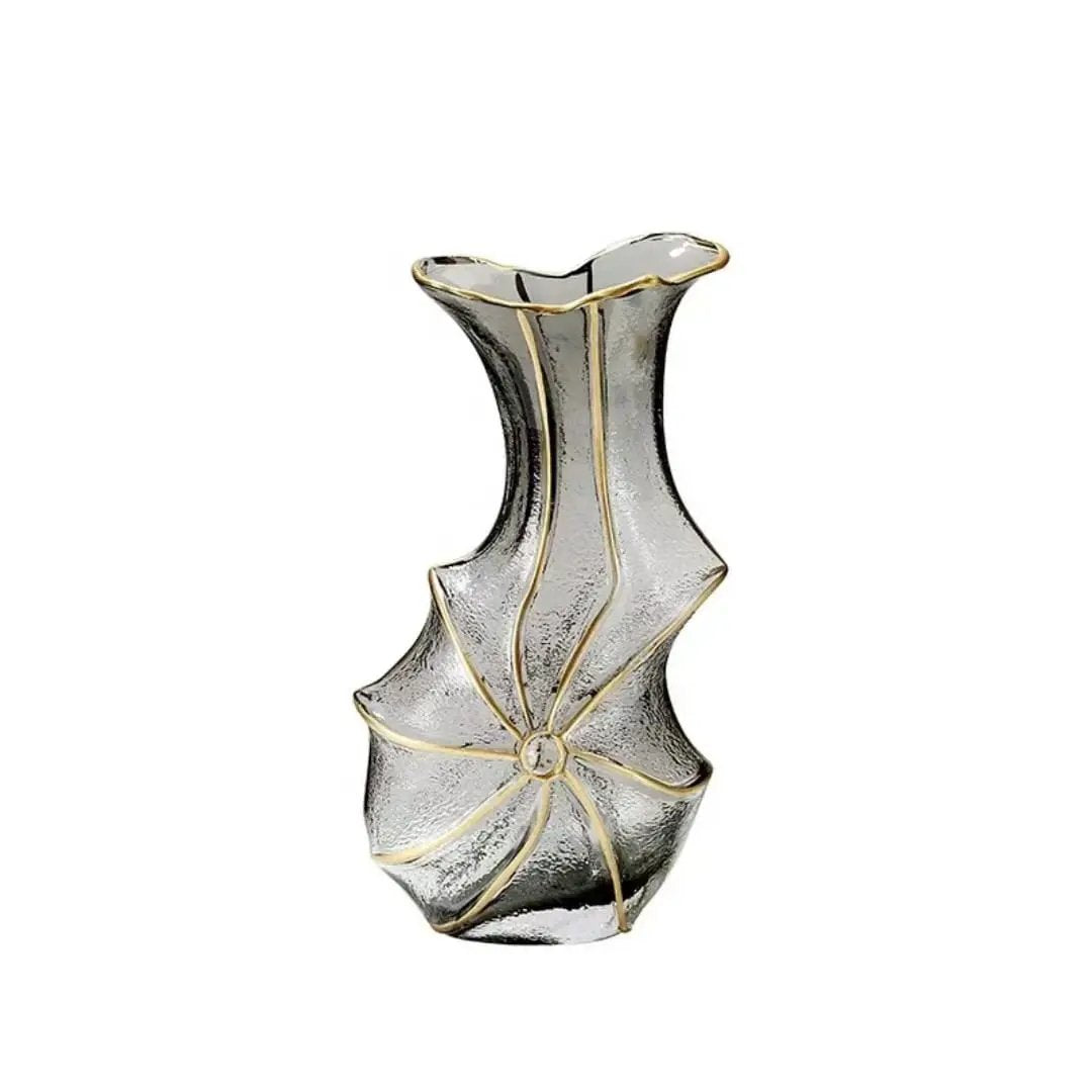 Gold-Trim Glass Flower Vase Vase Vases