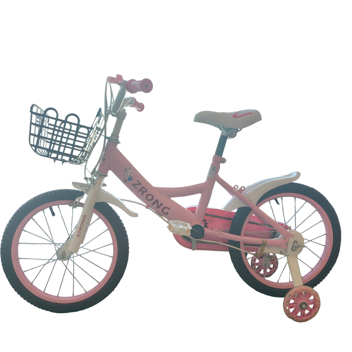 Kids' Pink Bicycle | With Training Wheels and Rear Seat