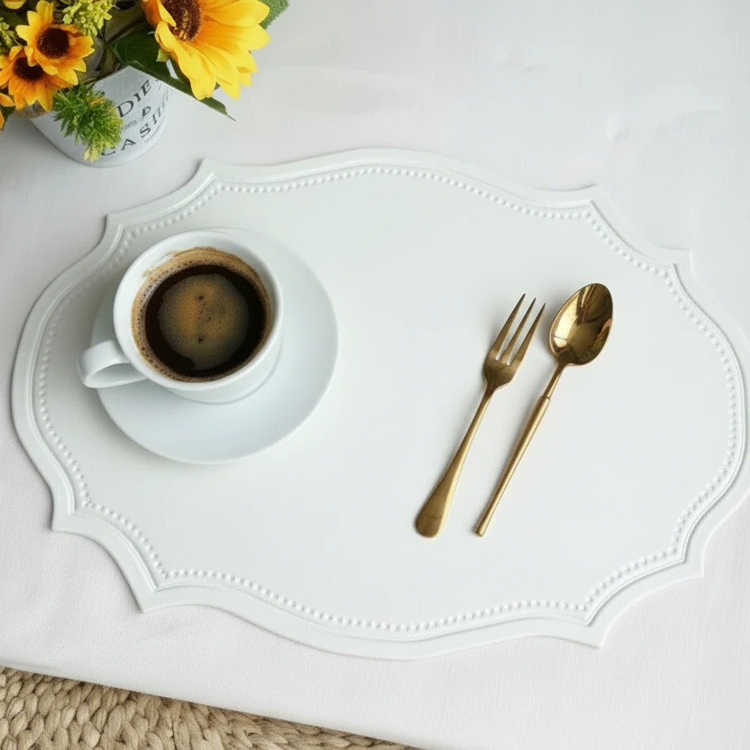 Nordic Leather Anti-Slip Table Mats – Heat Resistant PVC Placemats Set of 6 Tablemats Placemats