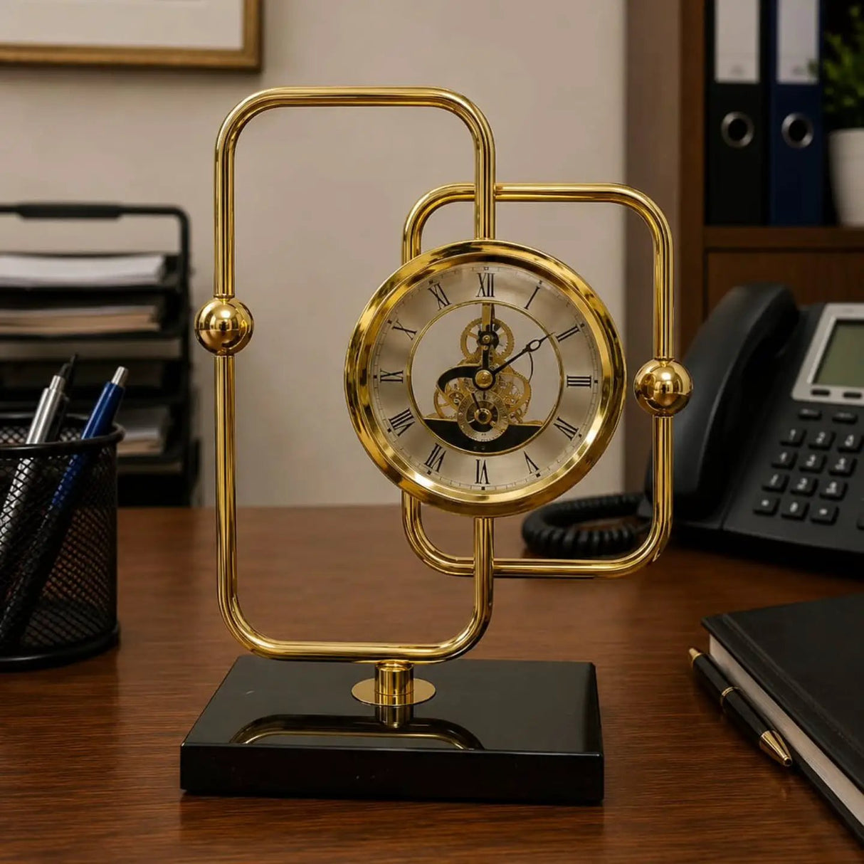 Modern Gold Brass Decorative Desktop Clock Desktop clock Desk Clocks
