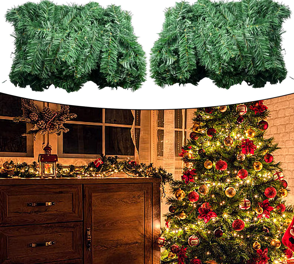 2.7M Green Plain Undecorated Christmas Garland – Flexible Pine Needle Garland