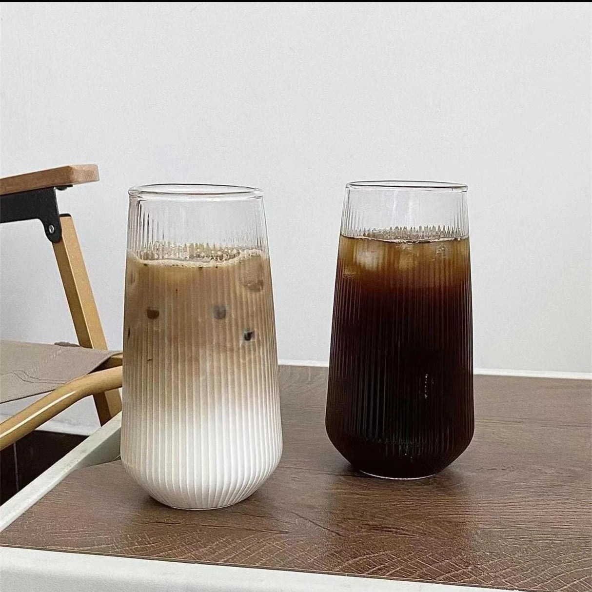 High Quality Borosilicate Ribbed Drinking Glasses – 480ml Clear Vertical Line Design (6pcs Set) Drinkware Sets