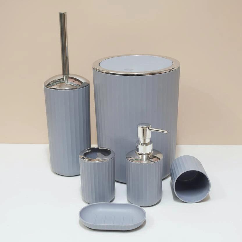 Luxury 6-Piece Bathroom Accessories Set Gold & Silver Round Design Bathroom Accessories Bathroom Accessory Sets