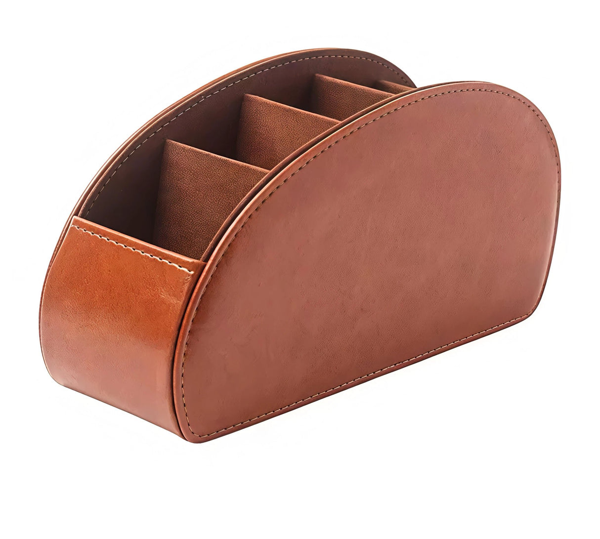 PU Leather Remote Control Holder 5-Compartment Storage Organizer Home & Garden Household Storage Caddies