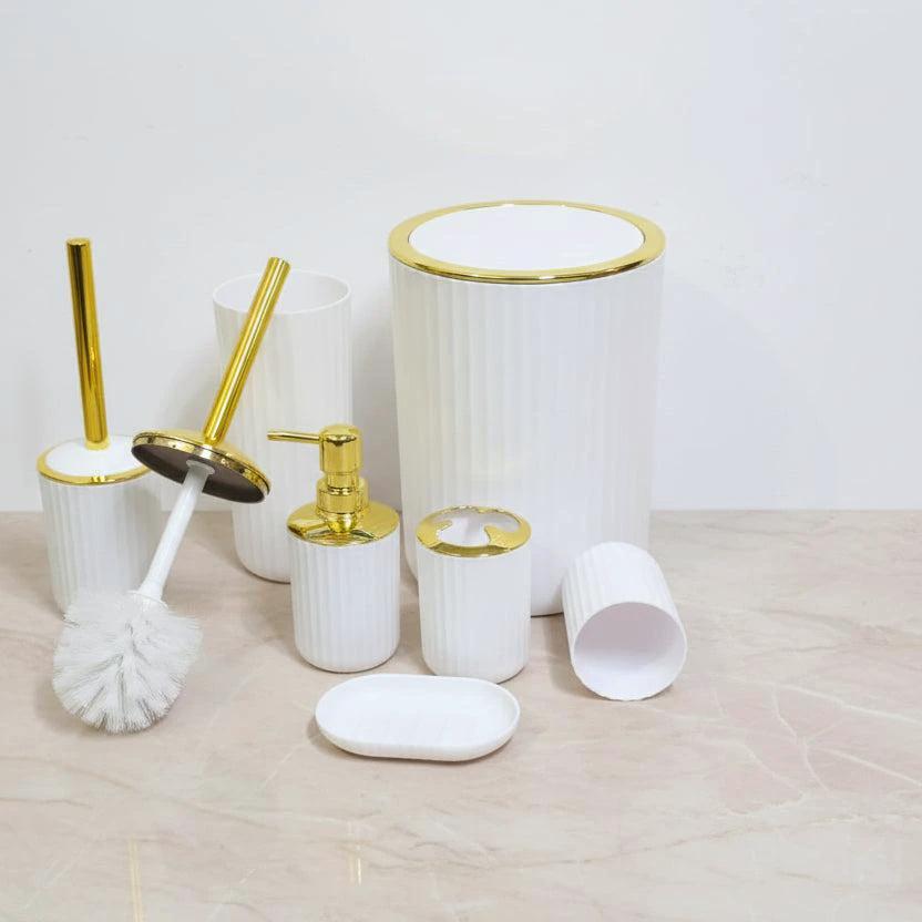 Luxury 6-Piece Bathroom Accessories Set Gold & Silver Round Design Bathroom Accessories Bathroom Accessory Sets