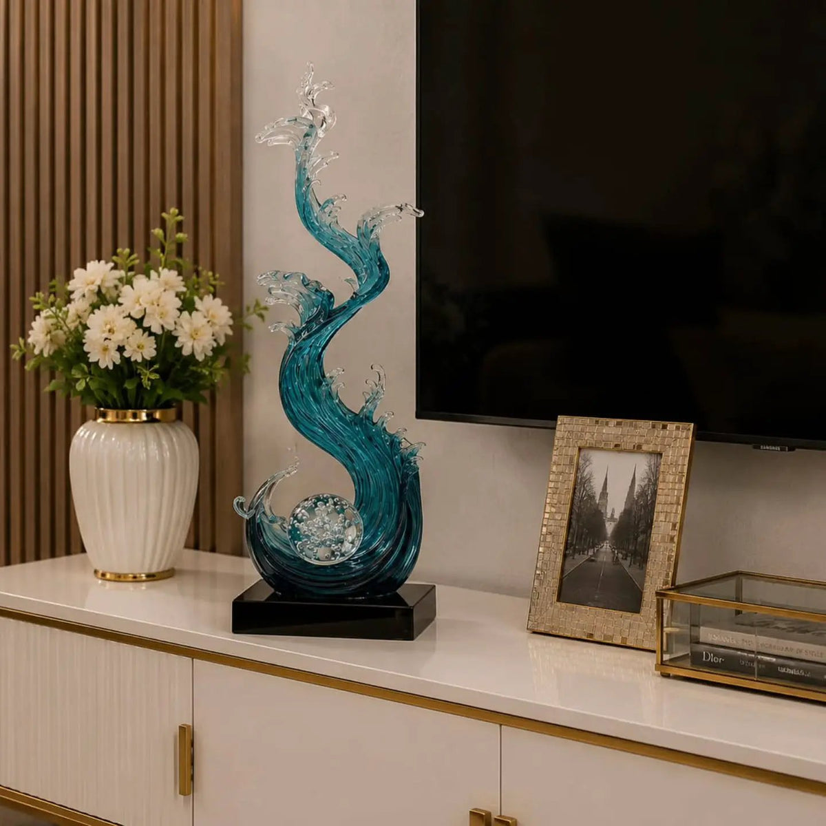Blue Resin Ocean Wave Sculpture Sculpture Sculptures & Statues