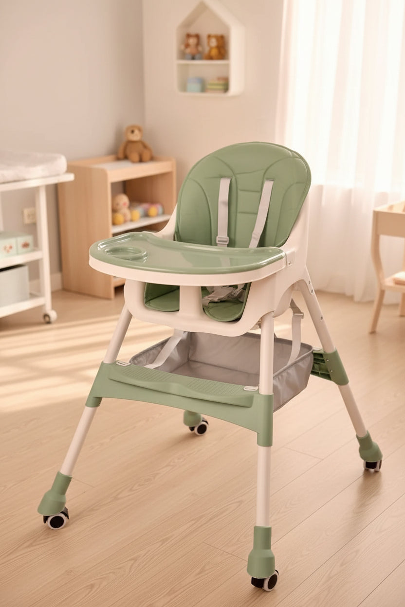 Baby Feeding Chair Foldable Height Adjustable With Wheels Kids Essentials High Chairs