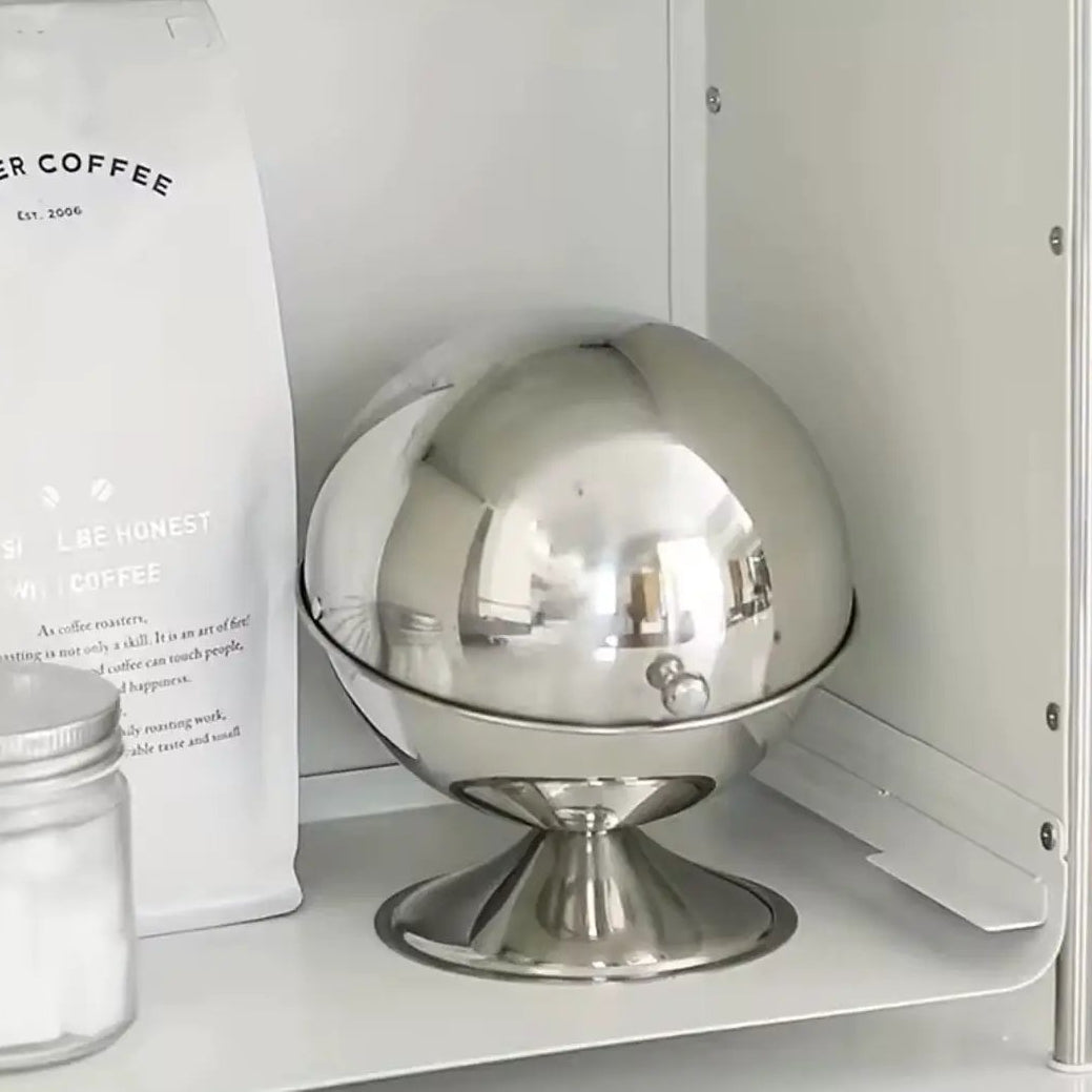 Spherical Stainless Steel Flip-Top Storage Jar Food storage container Food Storage Containers
