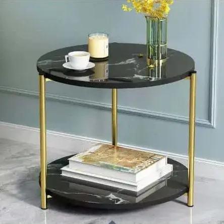 Marble Textured Side Stool Glass Top Set ( comes as one) Furniture End Tables