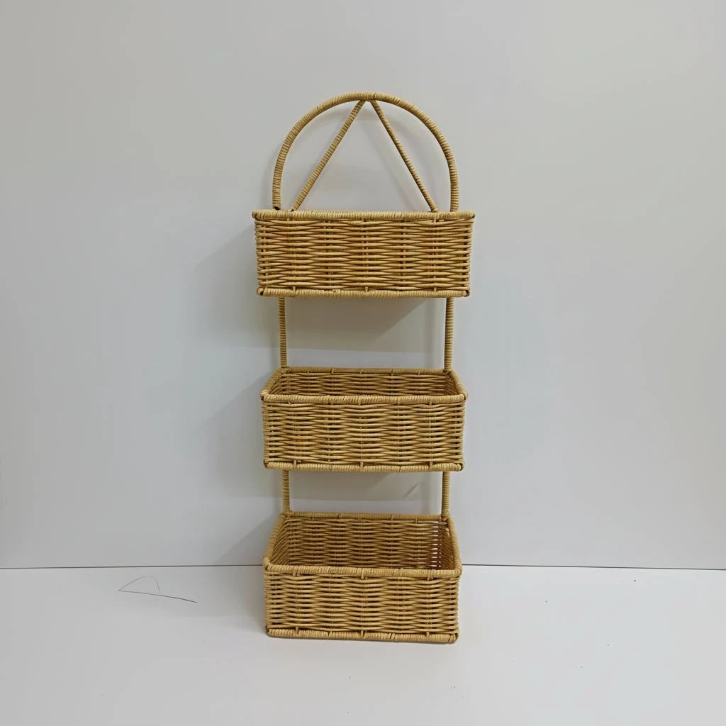 Rattan Shower Caddy – Handwoven Water-Resistant Bathroom Organizer wall mounted caddies Wall-Mounted Caddies