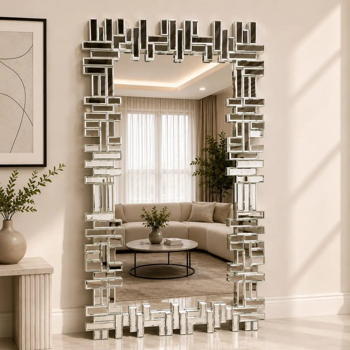 Luxury Structured Frame Decorative Mirror Mirror Mirrors