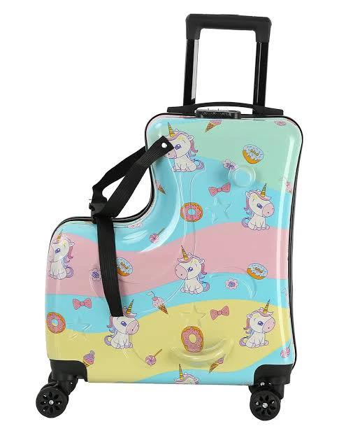 Unisex Kids Cartoon Travel Suitcase on Wheels 54x22x42cm Bags & Luggage Kids' Suitcases