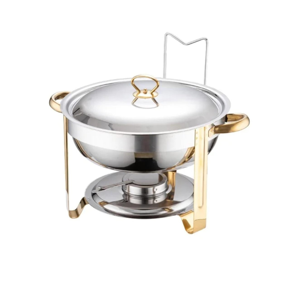 High Quality Stainless Steel Chafing Dish – 5L Buffet Server with Gold Stands and Lid Rest