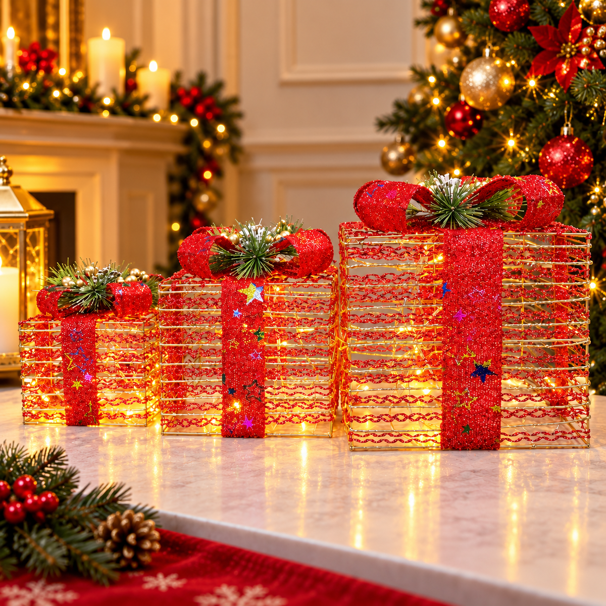 Christmas Light Gift Boxes Christmas box decoration Seasonal & Holiday Decorations