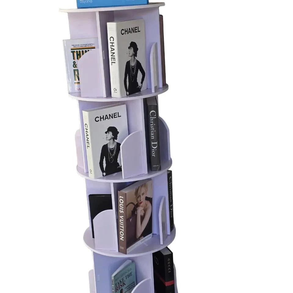 5 Tier 360 Degree Stackable Bookshelf Organizer with Wheels Bookshelf