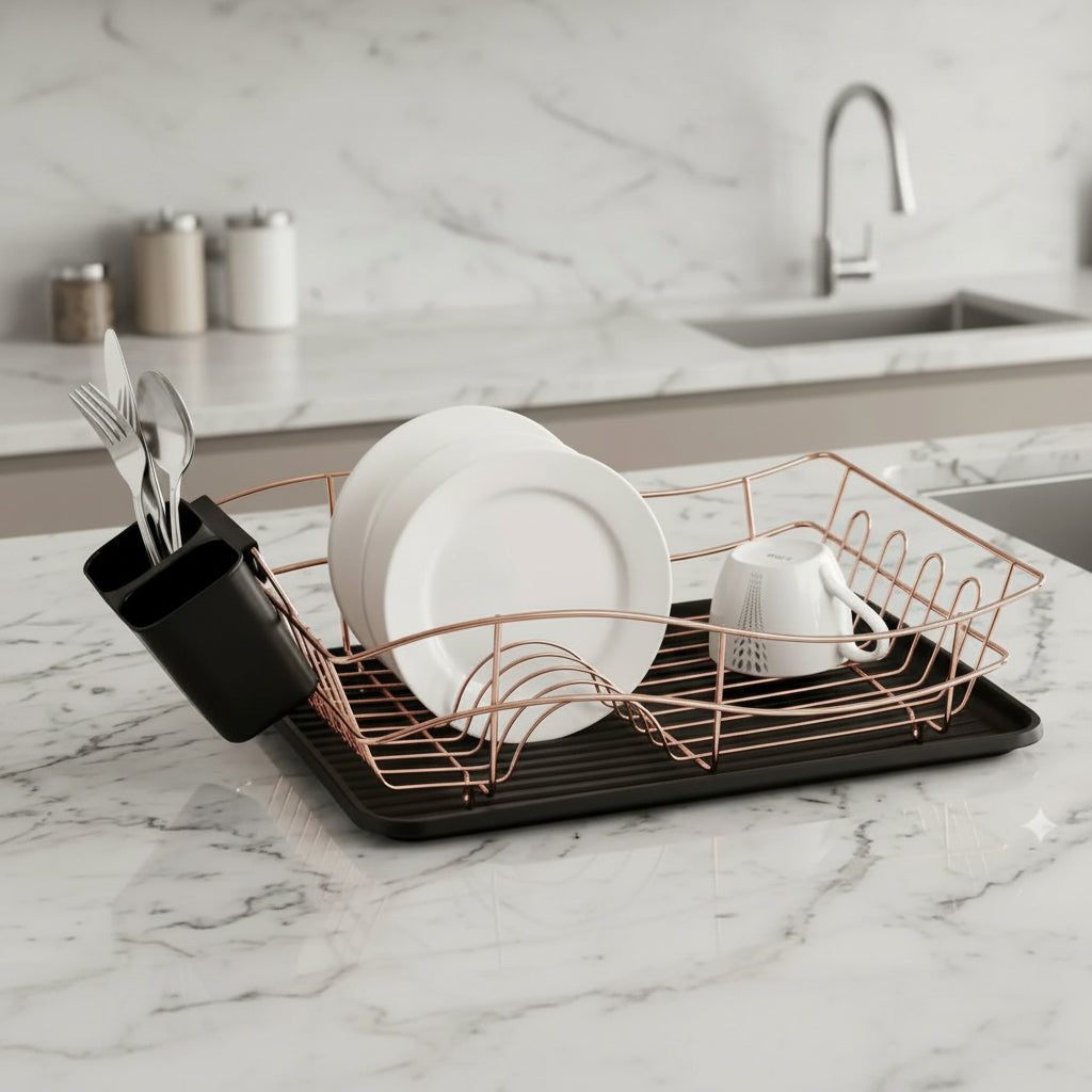 Single Layer Gold Dish Rack Kitchen Counter Organizer