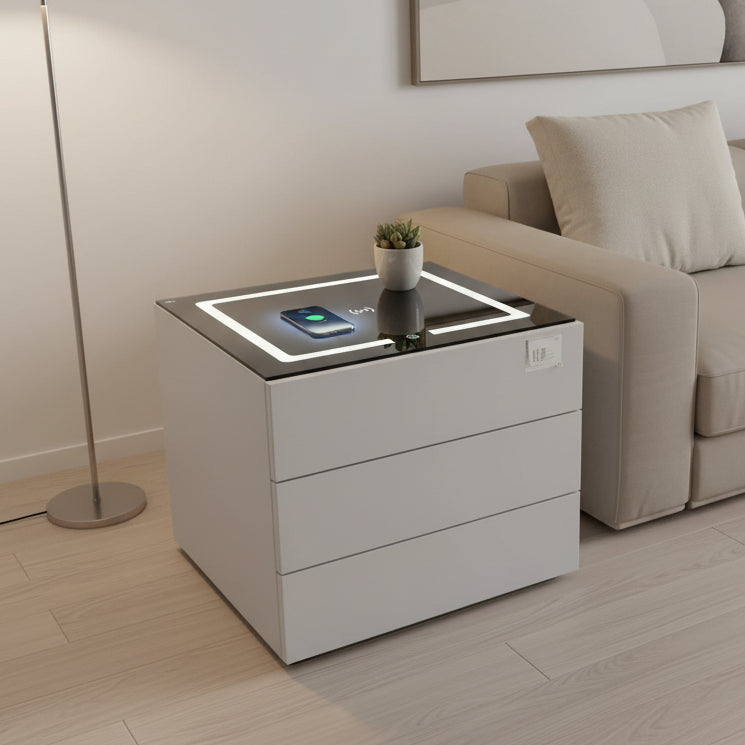 3-Drawer Bedside Cabinet with LED & Wireless Charging Bedside Cabinet Bedside Cabinets