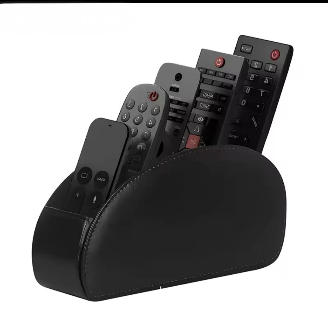 PU Leather Remote Control Holder 5-Compartment Storage Organizer Home & Garden Household Storage Caddies