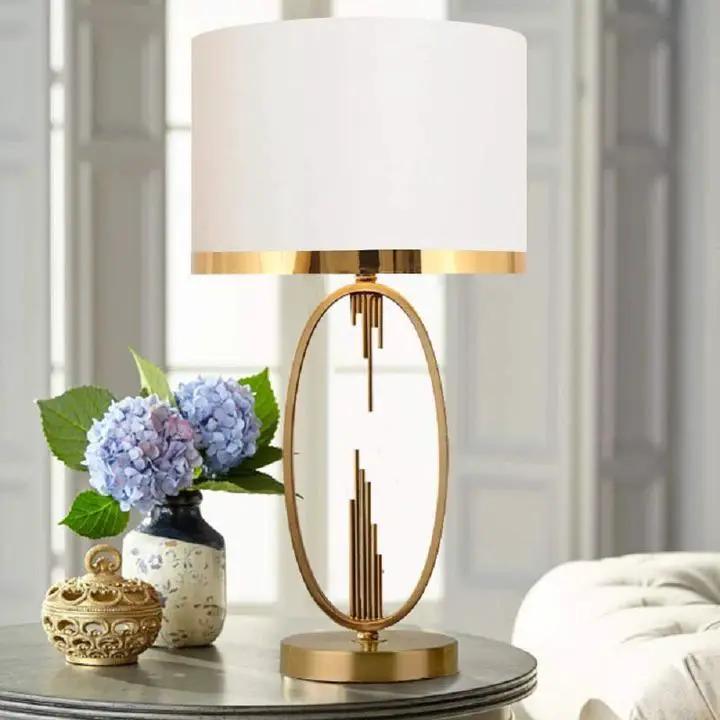 Gold Accent Luxury Table Lamp Fabric Shade Home & Garden Table Lamps