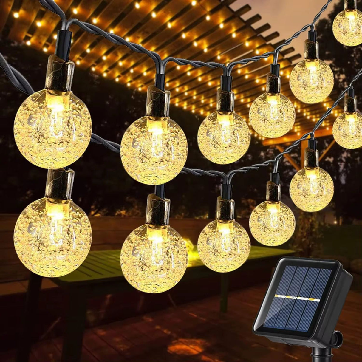 Solar Powered Outdoor Ball Lights – Christmas Edition (12m, 100 Bulbs)