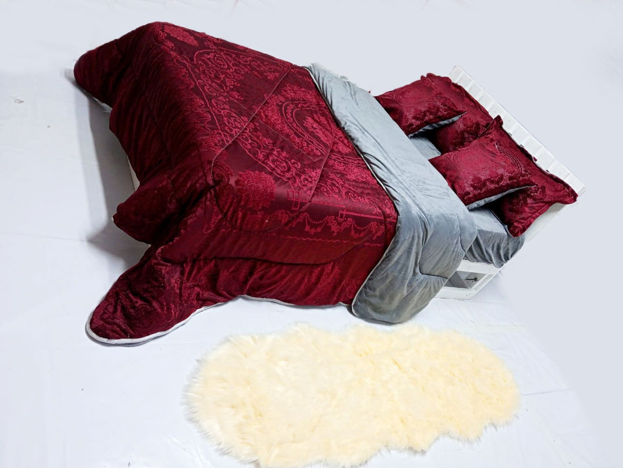 Luxury Silk Velvet Fleece Duvet Set 6x6 with Bedsheet and Pillowcases