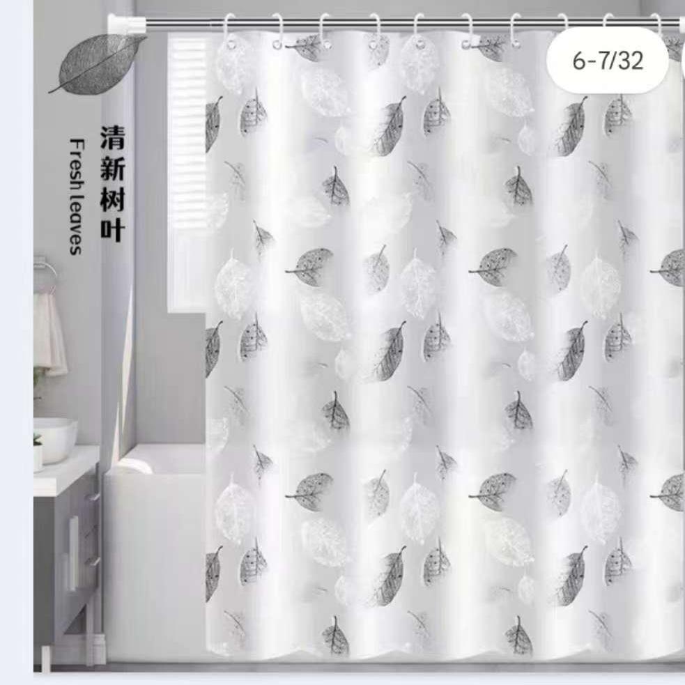Shower Curtain with Hooks 180 x 200 cm Waterproof Bathroom Curtain