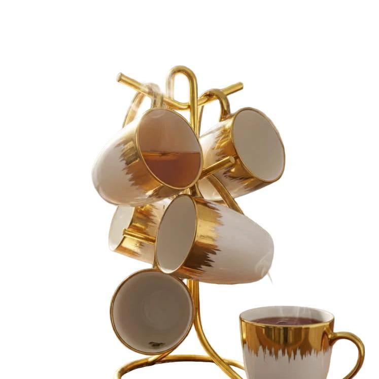 Gold Detail Ceramic Mug – 350ml White with Gold Touch Kitchen & Dining