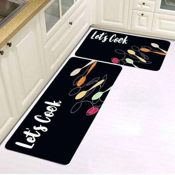 Big Size 2pc Kitchen Mats with Super Anti-Slip Rubber Bottom