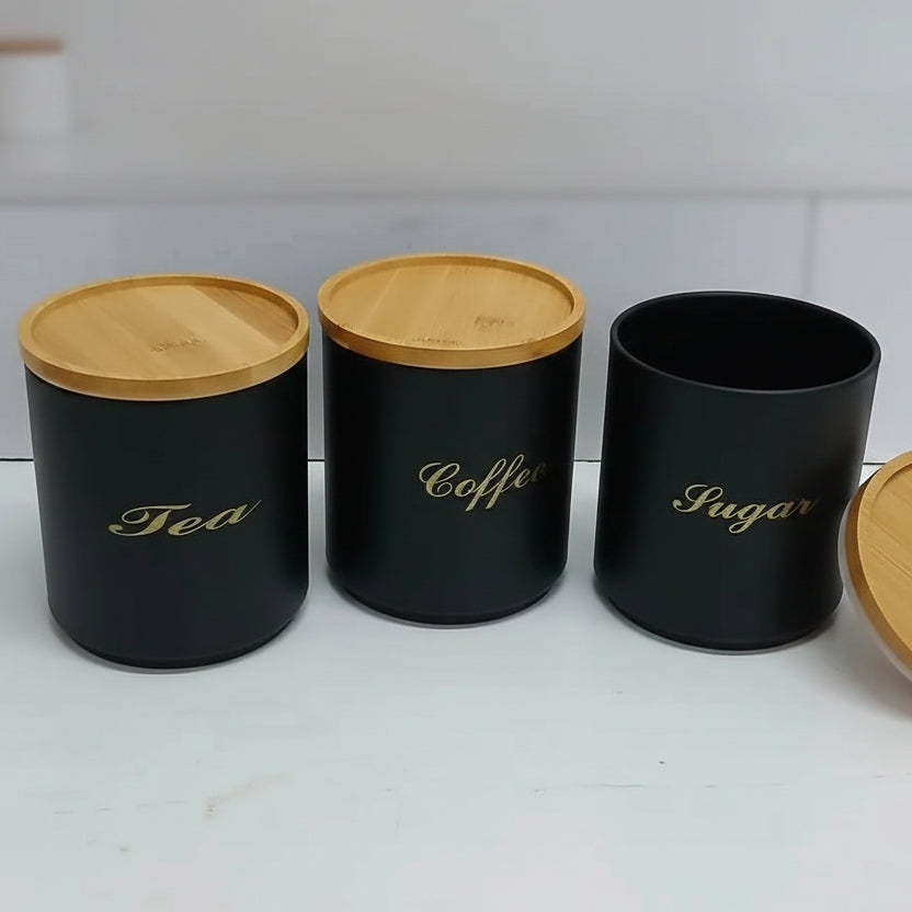3 Piece Alloy Canister Set Canister set Storage & Organization