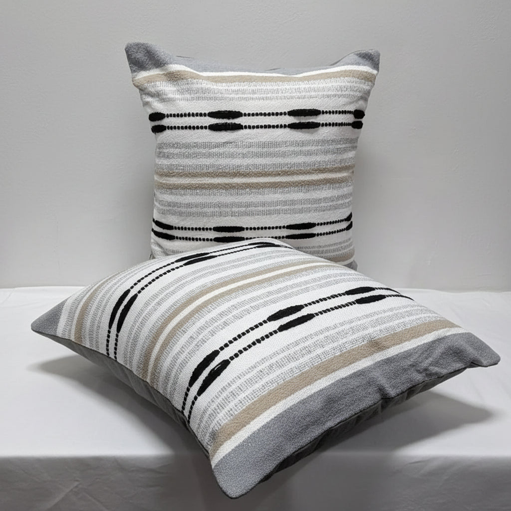 Boho Chenille Stripe Pillow Cover Pillow cover Bedding