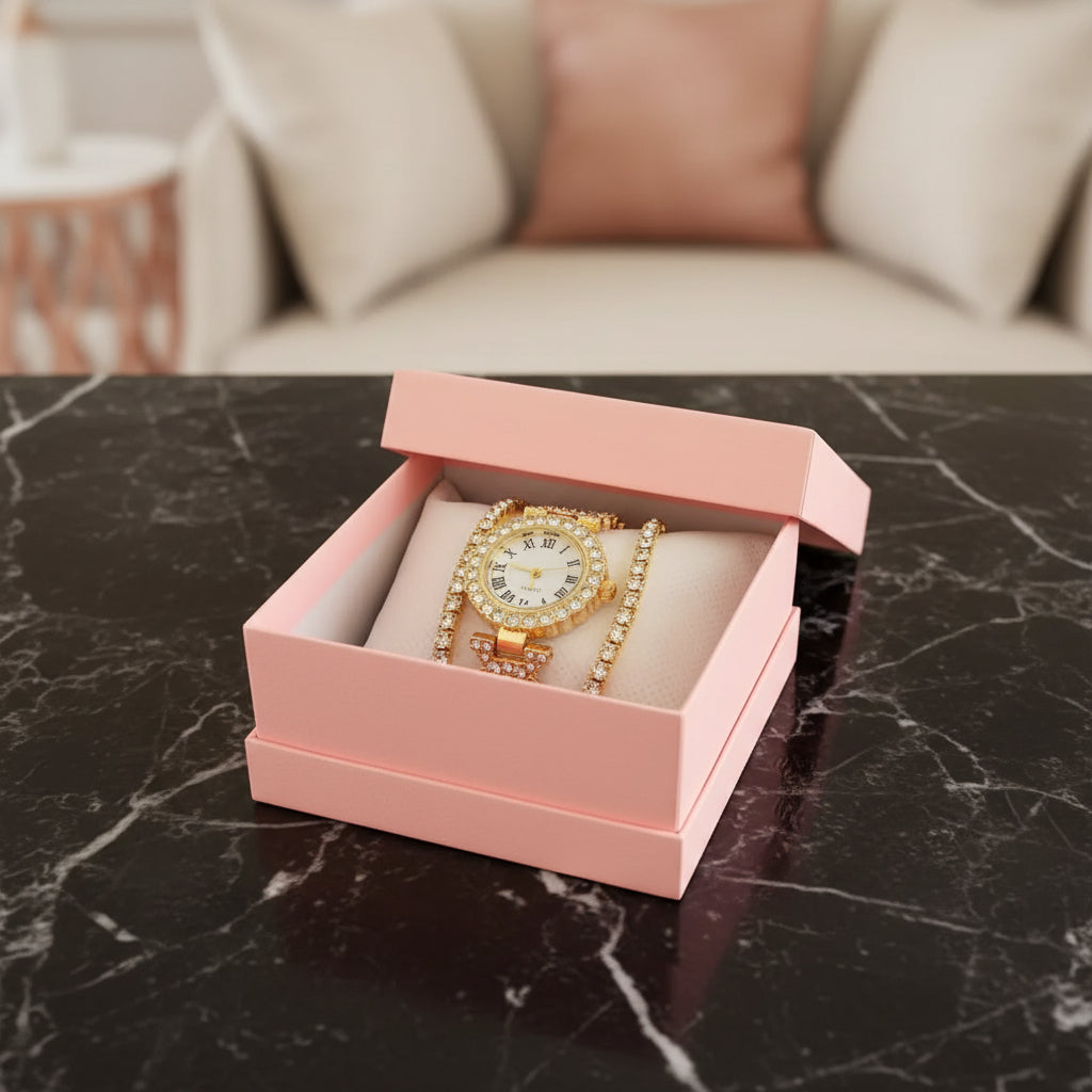 3 in 1 Ladies Watch & Bracelet Set Jewelry Sets