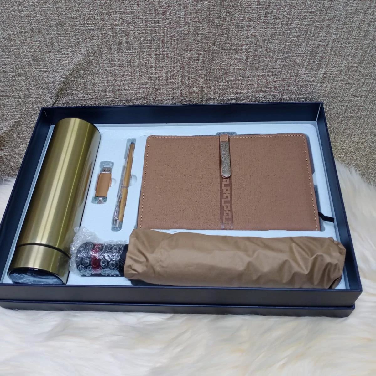 5 in 1 Corporate Luxurious Gift Pack with Umbrella, Notebook, USB and Flask Gift pack Gift Giving