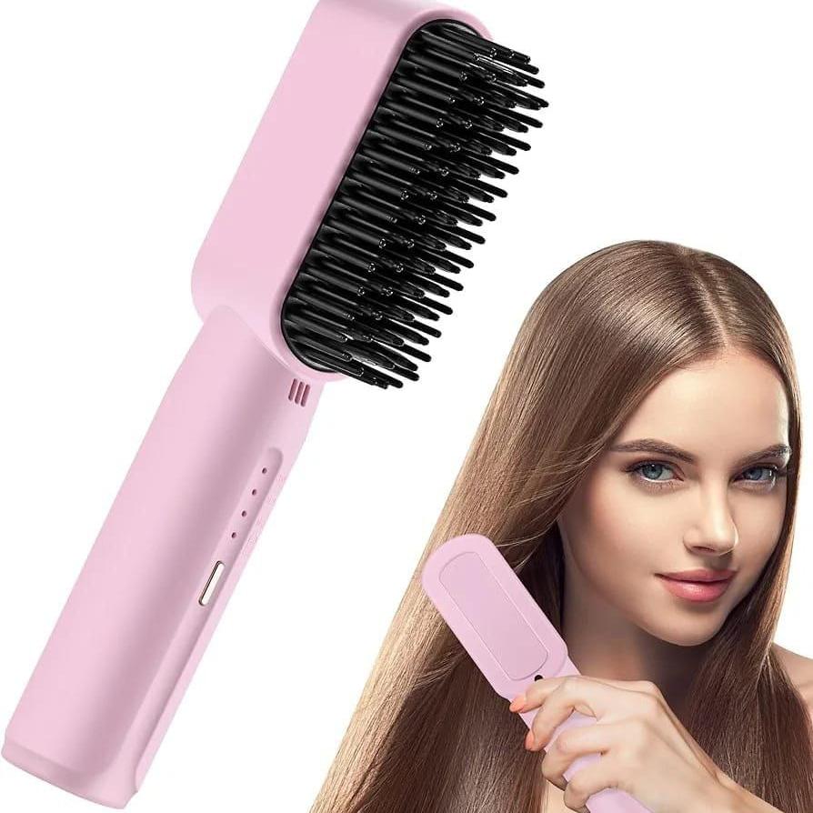 Rechargeable Portable Cordless Hair Straightener Brush