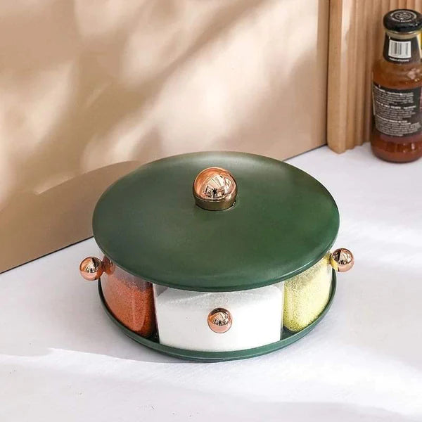 Round Multigrid Rotatable Seasoning Storage Box Jar